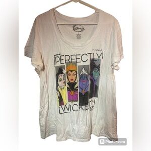 Disney white short sleeve villains graphic 1x tshirt perfectly wicked cotton top